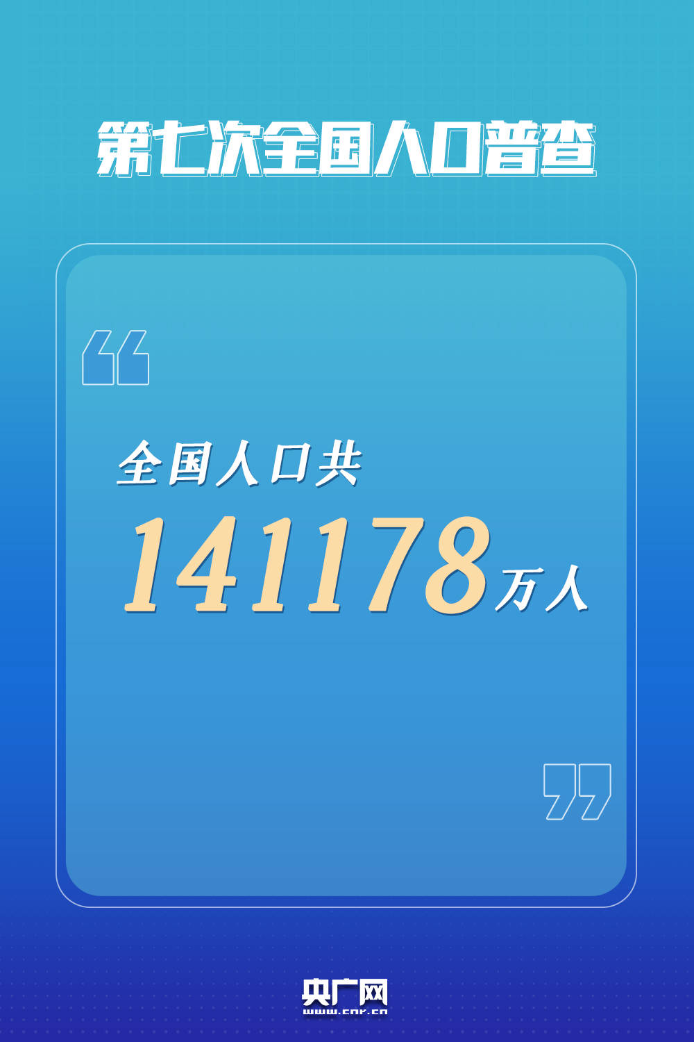 第七次全国人口普查结果公布！全国人口共141178万人